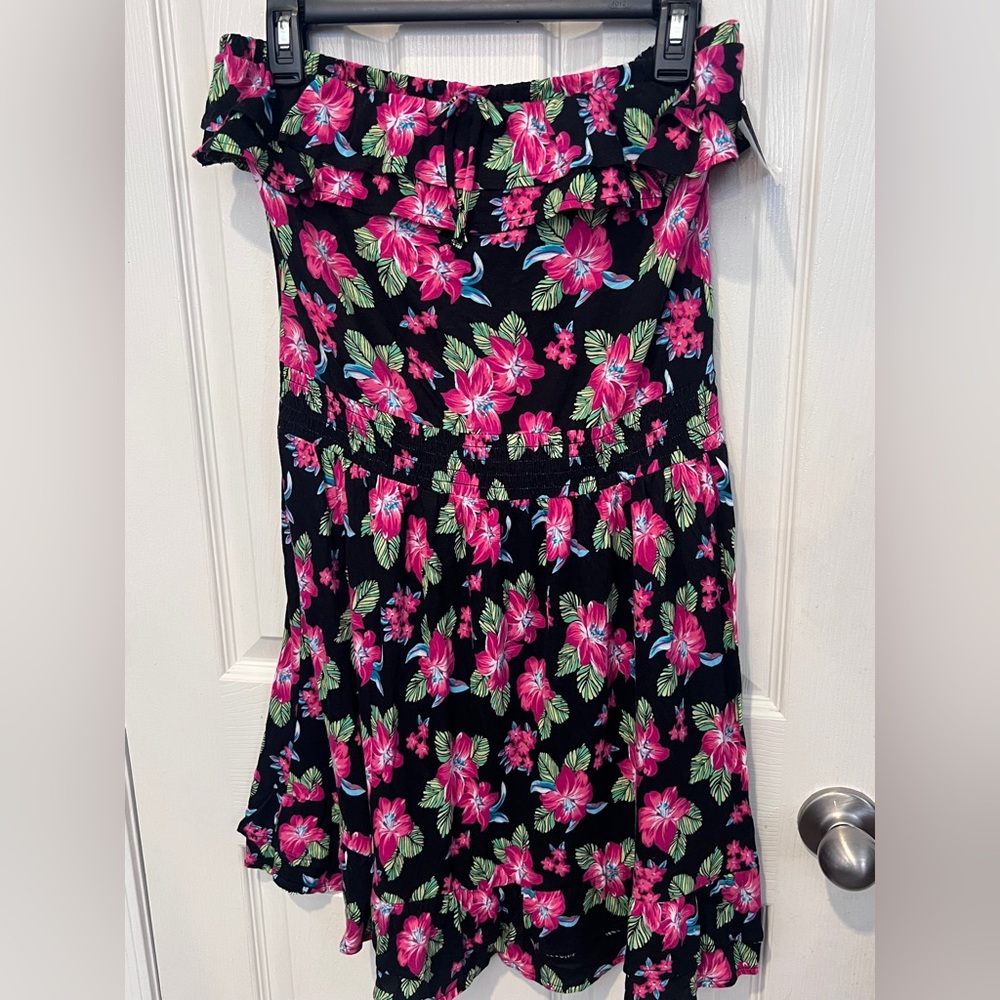 OP Y2K Off-Shoulder dress tropical cruise swimsuit coverup tiered ruff